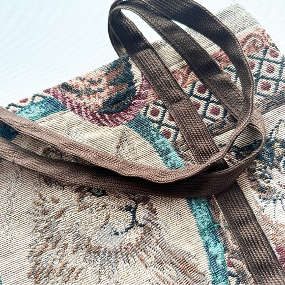 Cat Tapestry Tote Bag Brown Shoulder Purse - Picture 7 of 13